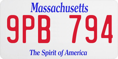 MA license plate 9PB794