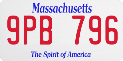 MA license plate 9PB796