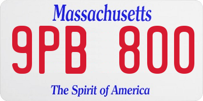 MA license plate 9PB800