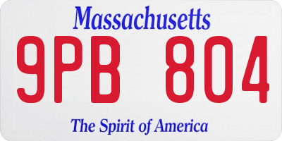 MA license plate 9PB804