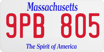 MA license plate 9PB805