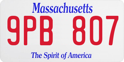 MA license plate 9PB807