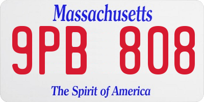 MA license plate 9PB808