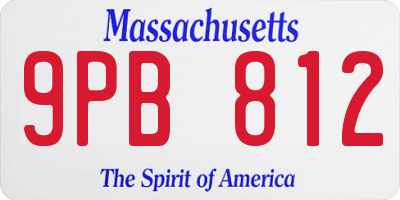 MA license plate 9PB812