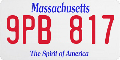 MA license plate 9PB817