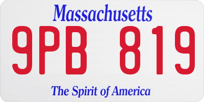 MA license plate 9PB819