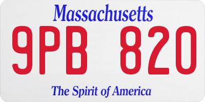 MA license plate 9PB820
