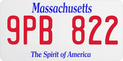 MA license plate 9PB822