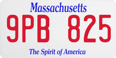 MA license plate 9PB825