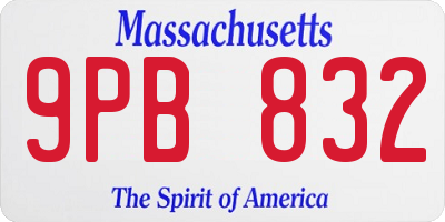 MA license plate 9PB832