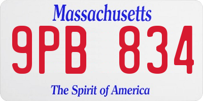 MA license plate 9PB834