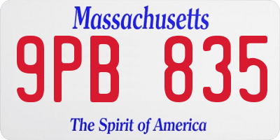 MA license plate 9PB835