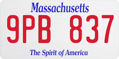 MA license plate 9PB837