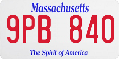 MA license plate 9PB840