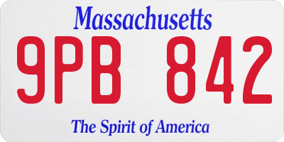 MA license plate 9PB842