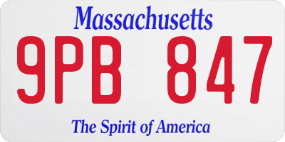 MA license plate 9PB847