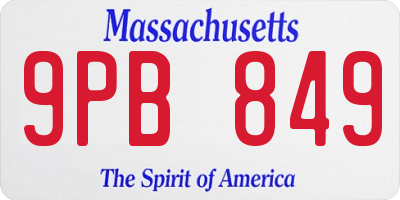 MA license plate 9PB849