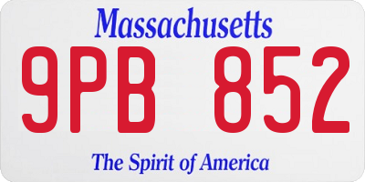 MA license plate 9PB852