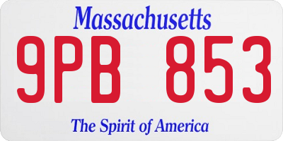 MA license plate 9PB853