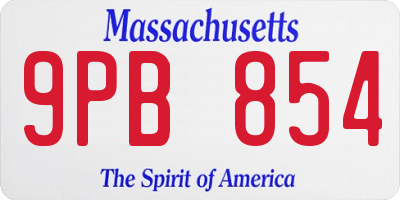 MA license plate 9PB854