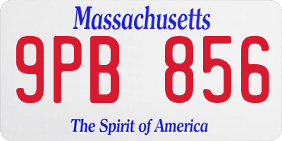 MA license plate 9PB856