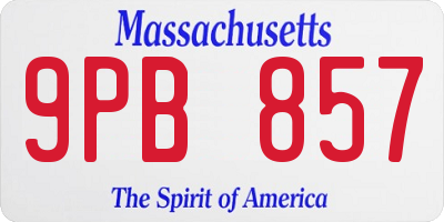 MA license plate 9PB857