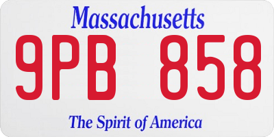 MA license plate 9PB858