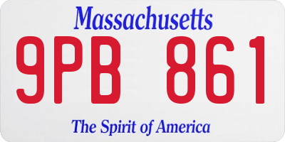 MA license plate 9PB861