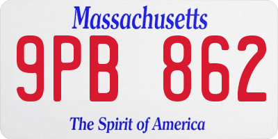 MA license plate 9PB862