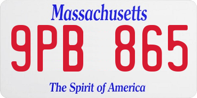 MA license plate 9PB865