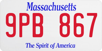 MA license plate 9PB867