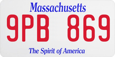 MA license plate 9PB869