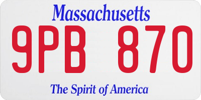 MA license plate 9PB870