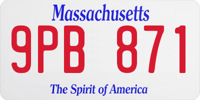 MA license plate 9PB871