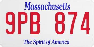 MA license plate 9PB874