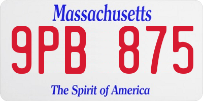 MA license plate 9PB875