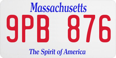 MA license plate 9PB876