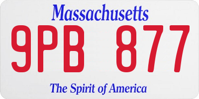 MA license plate 9PB877
