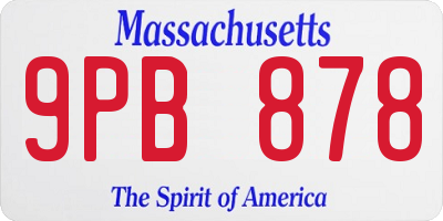 MA license plate 9PB878