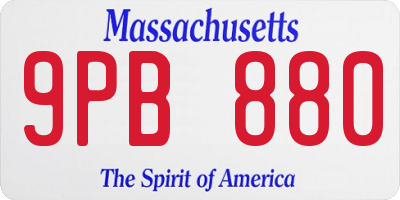 MA license plate 9PB880