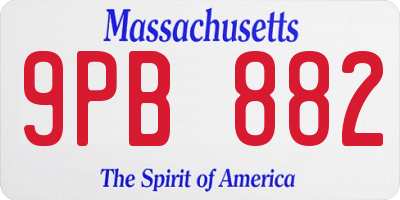MA license plate 9PB882