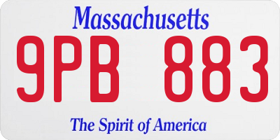 MA license plate 9PB883