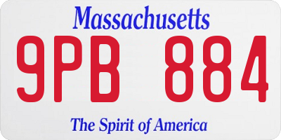MA license plate 9PB884