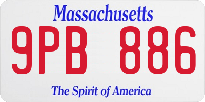 MA license plate 9PB886