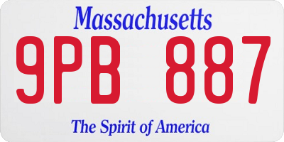MA license plate 9PB887