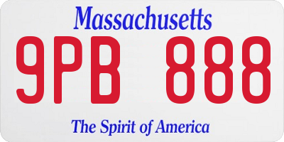 MA license plate 9PB888