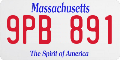 MA license plate 9PB891