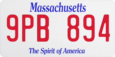 MA license plate 9PB894