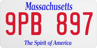 MA license plate 9PB897