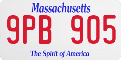 MA license plate 9PB905